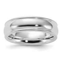 Sterling Silver Rhodium-plated 6mm Comfort Fit Milgrain Band view 1