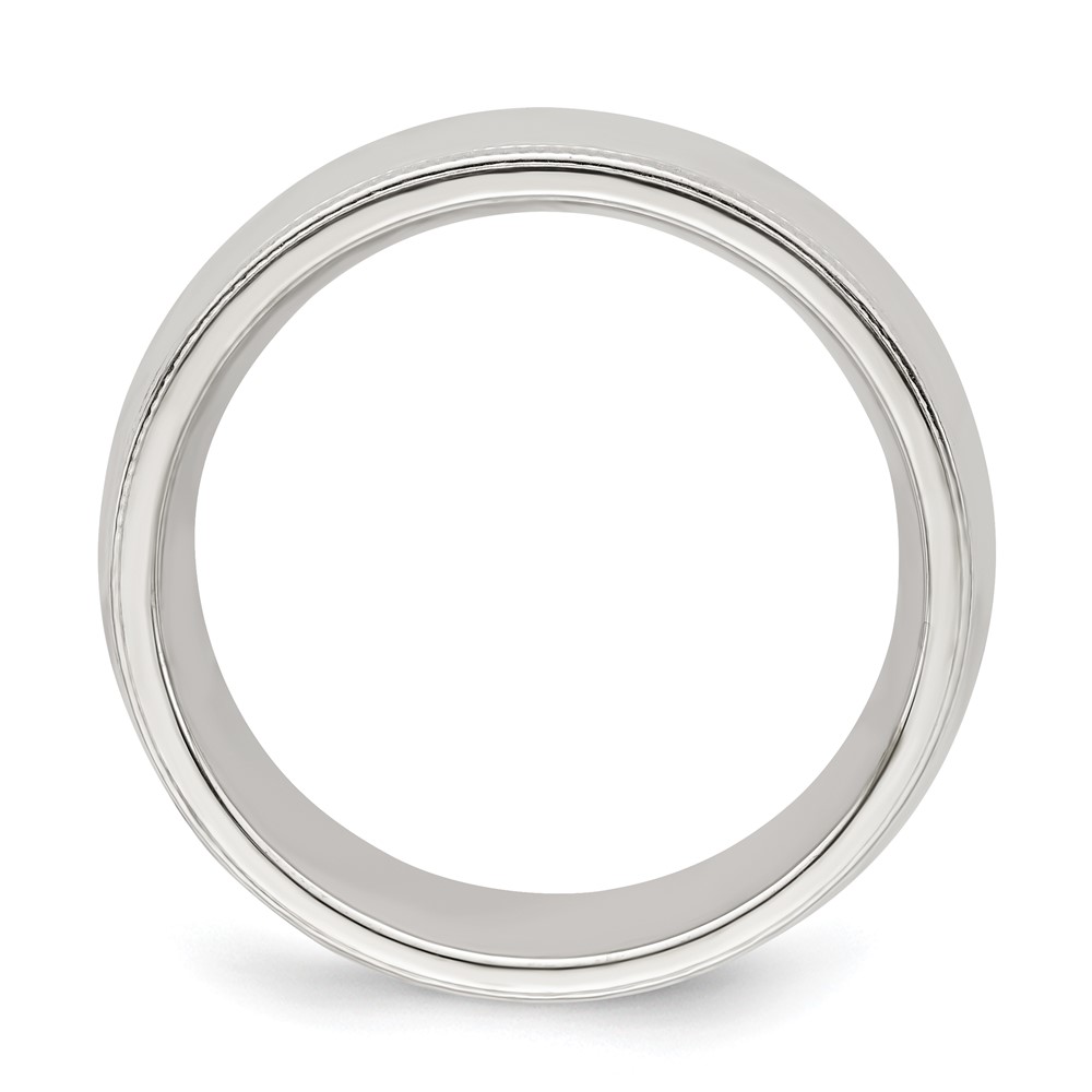 Sterling Silver 7mm Comfort Fit Half Round Milgrain Size 7 Band (QCFM070-7)