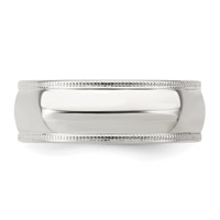 Sterling Silver 7mm Comfort Fit Half Round Milgrain Band view 4