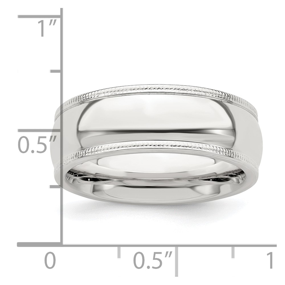 Sterling Silver 7mm Comfort Fit Half Round Milgrain Size 7 Band (QCFM070-7)