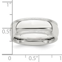 Sterling Silver 7mm Comfort Fit Half Round Milgrain Band view 3