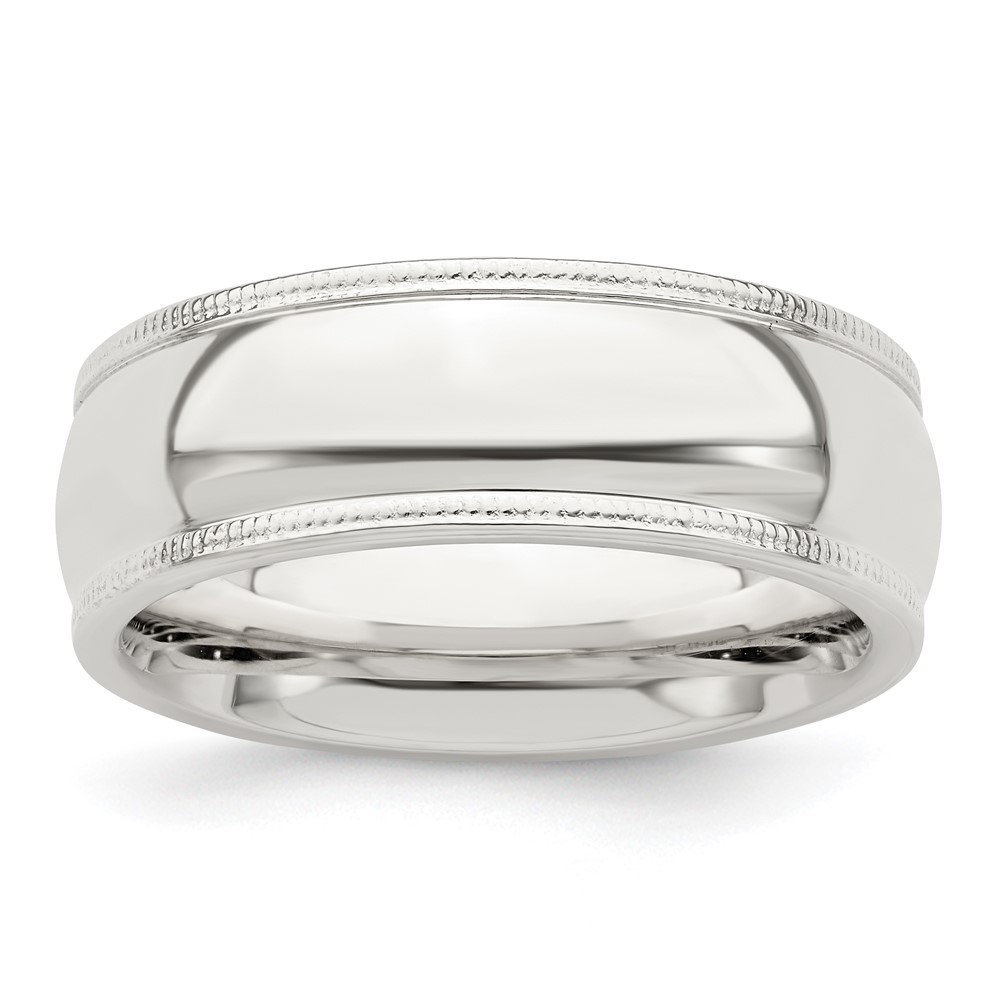 Sterling Silver 7mm Comfort Fit Half Round Milgrain Size 10 Band (QCFM070-10)