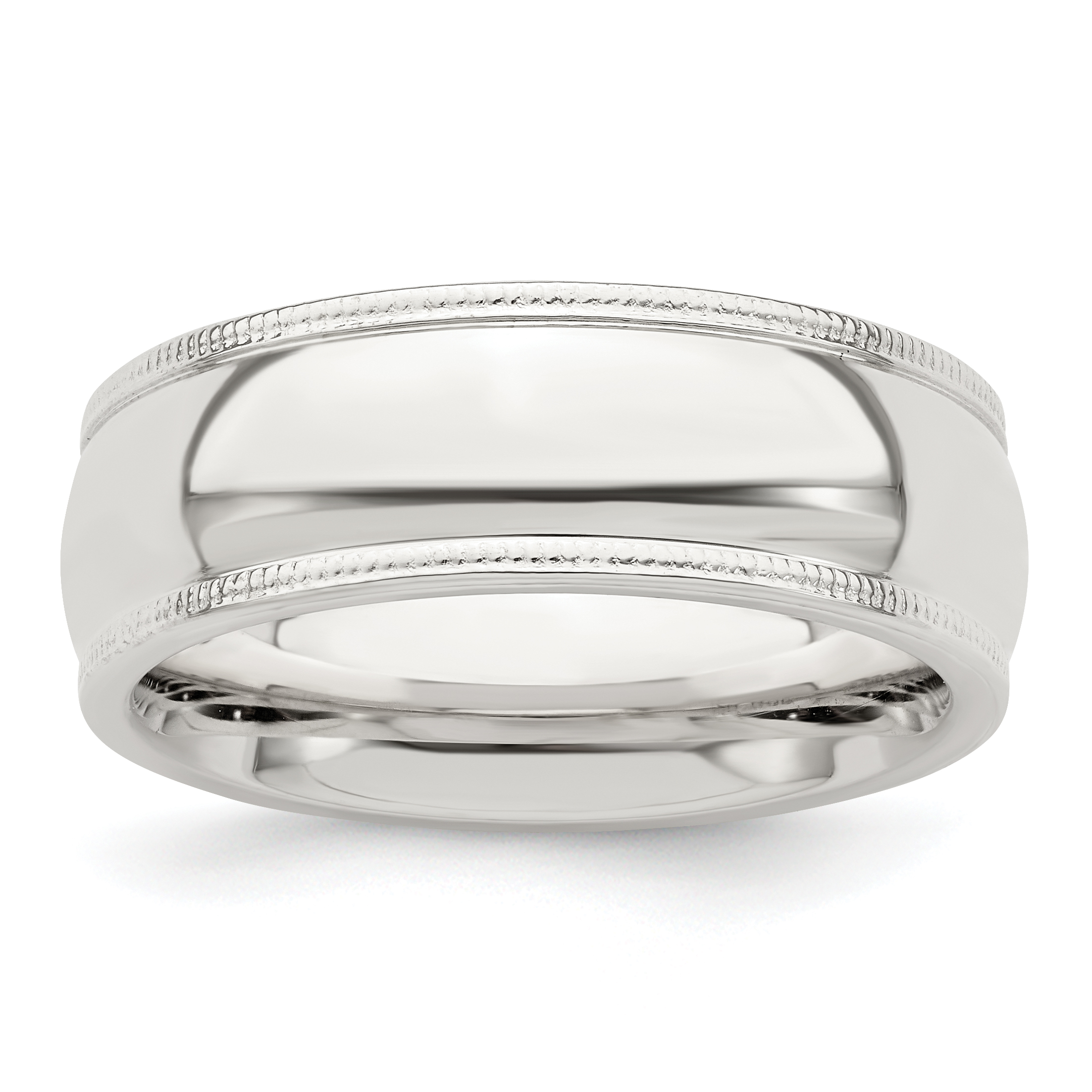 Sterling Silver 7mm Comfort Fit Half Round Milgrain Size 13 Band (QCFM070-13)