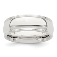Sterling Silver 7mm Comfort Fit Half Round Milgrain Band view 1