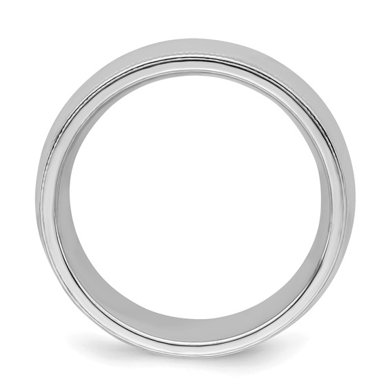 Sterling Silver Rhodium-plated 7mm Comfort Fit Milgrain Size 4 Band