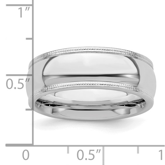 Sterling Silver Rhodium-plated 7mm Comfort Fit Milgrain Size 4 Band