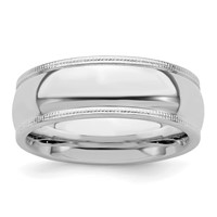 Sterling Silver Rhodium-plated 7mm Comfort Fit Milgrain Band view 1