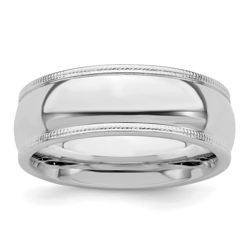 Sterling Silver Rhodium-plated 7mm Comfort Fit Milgrain Band, Size 5