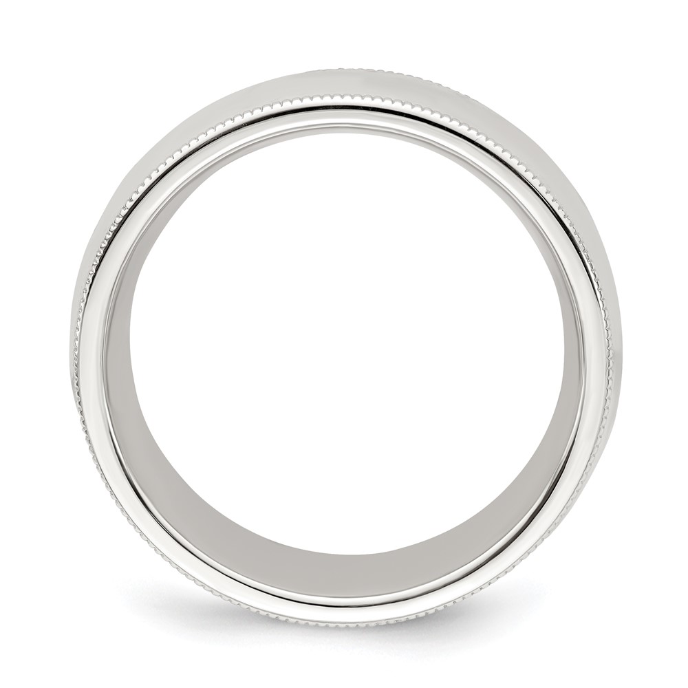 Sterling Silver 8mm Comfort Fit Half Round Milgrain Size 6 Band (QCFM080-6)