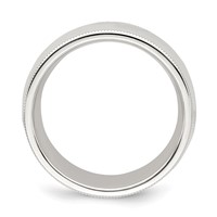 Sterling Silver 8mm Comfort Fit Half Round Milgrain Size 5 Band view 2