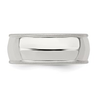 Sterling Silver 8mm Comfort Fit Half Round Milgrain Size 5 Band view 4
