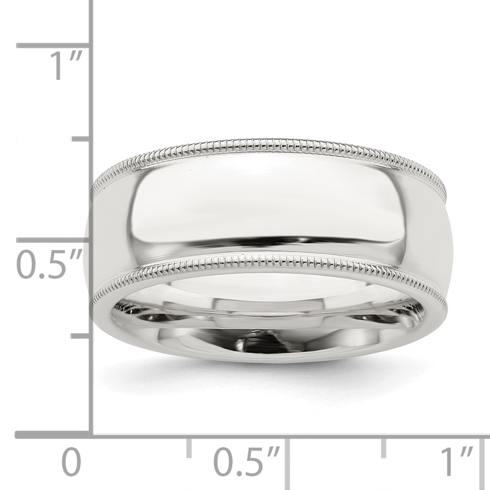 Sterling Silver 8mm Comfort Fit Half Round Milgrain Size 6 Band (QCFM080-6)