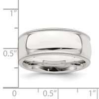 Sterling Silver 8mm Comfort Fit Half Round Milgrain Size 5 Band view 3