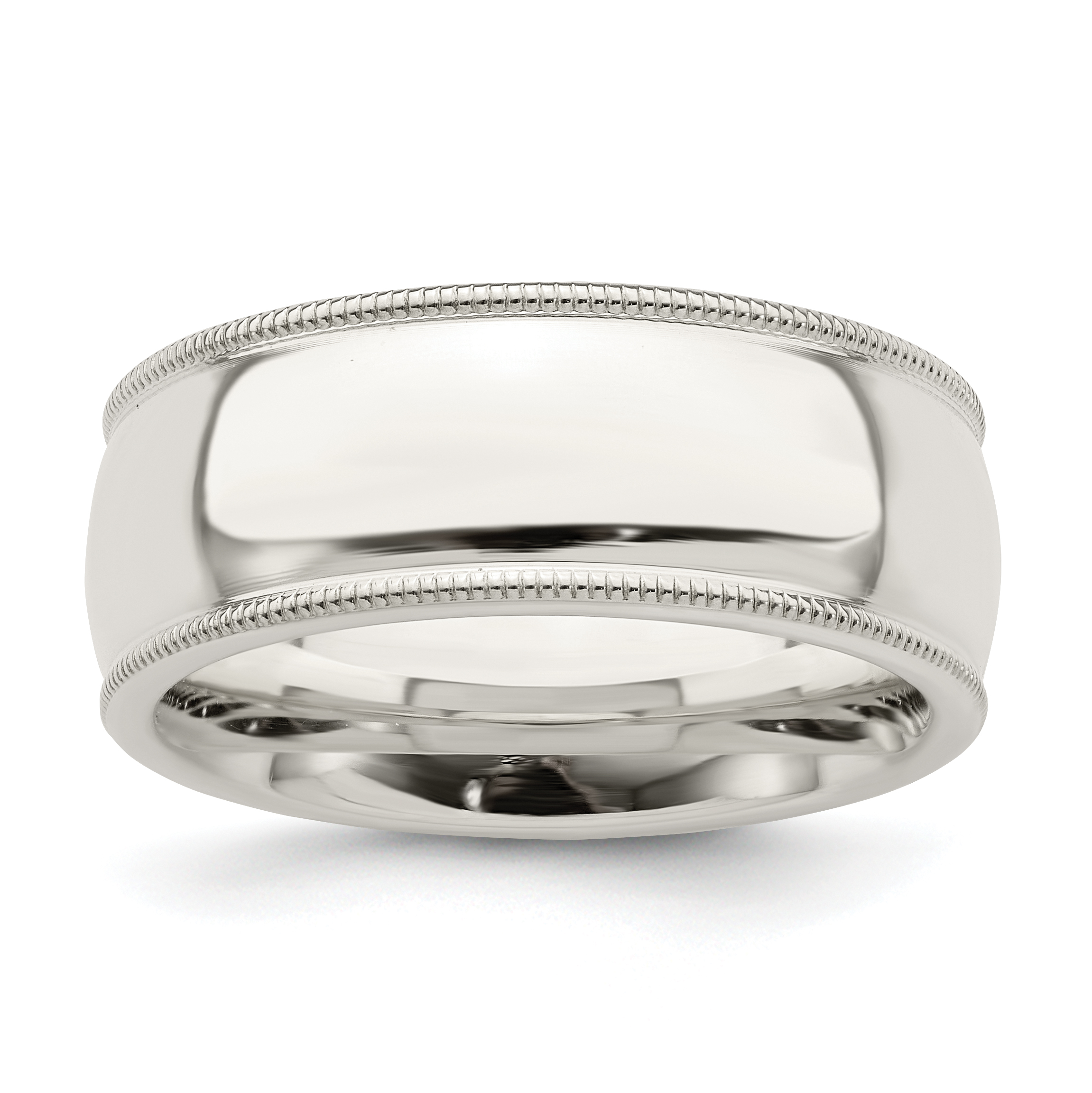 Sterling Silver 8mm Comfort Fit Half Round Milgrain Size 11.5 Band (QCFM080-11.5)