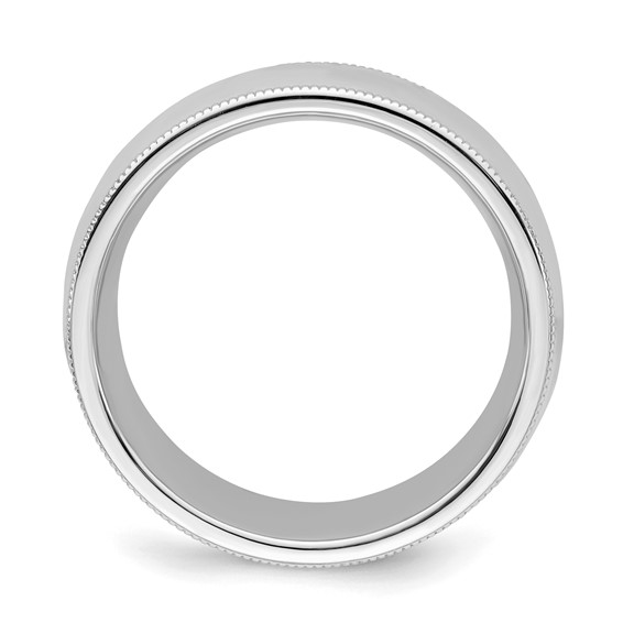 Sterling Silver Rhodium-plated 8mm Comfort Fit Milgrain Size 4 Band