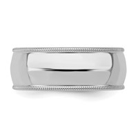 Sterling Silver Rhodium-plated 8mm Comfort Fit Milgrain Band view 3