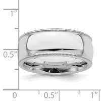 Sterling Silver Rhodium-plated 8mm Comfort Fit Milgrain Band view 4