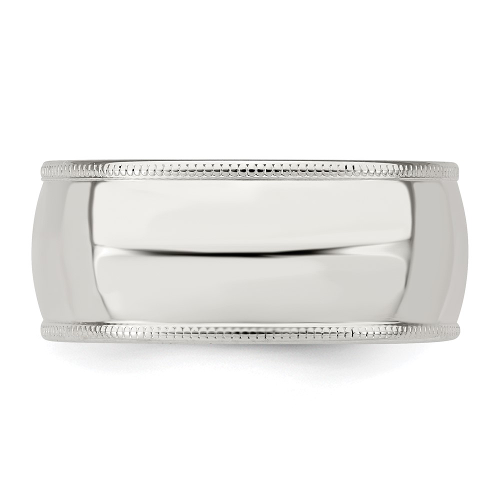 Sterling Silver 9mm Comfort Fit Half Round Milgrain Size 10.5 Band (QCFM090-10.5)