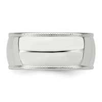 Sterling Silver 9mm Comfort Fit Half Round Milgrain Band view 4