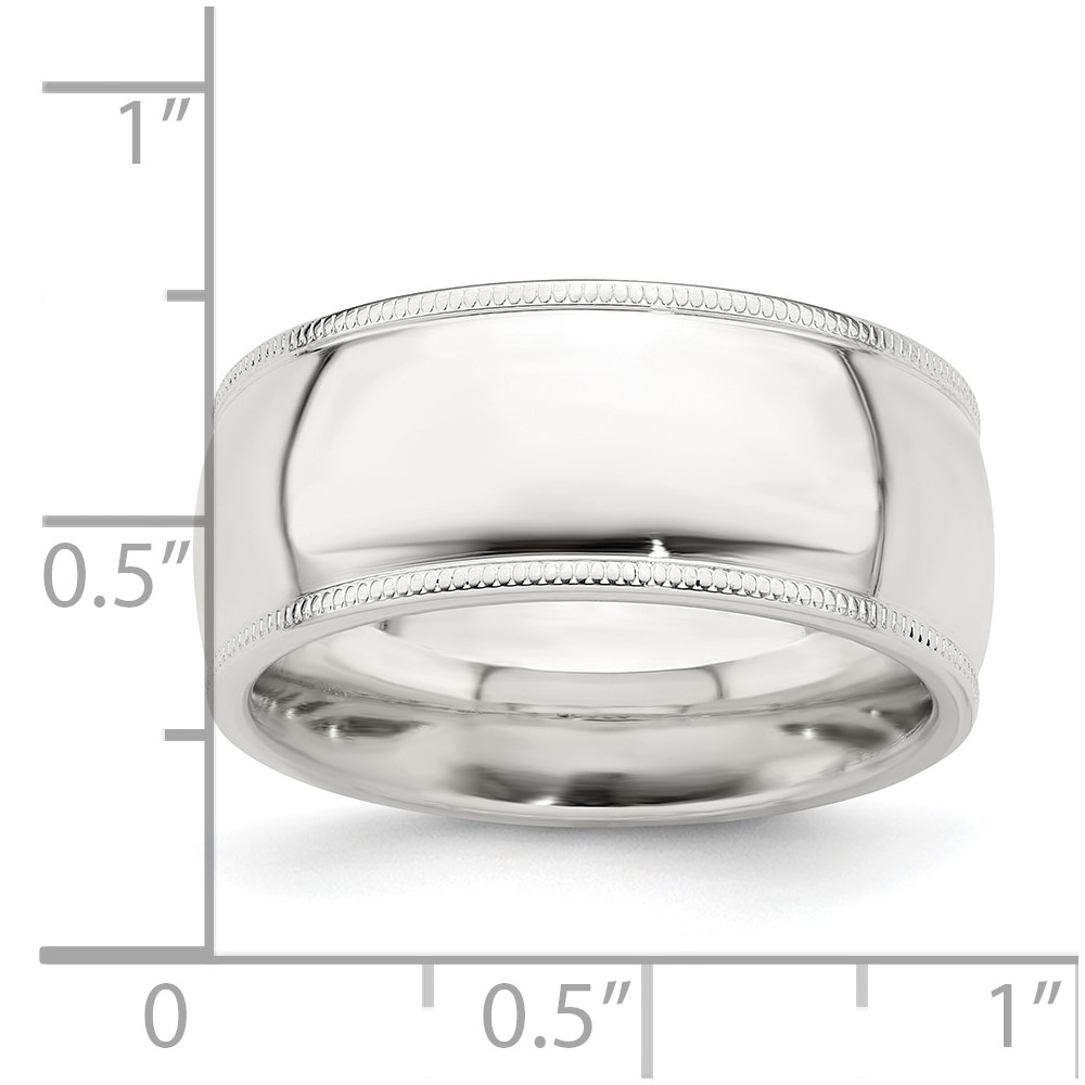 Sterling Silver 9mm Comfort Fit Half Round Milgrain Size 10.5 Band (QCFM090-10.5)