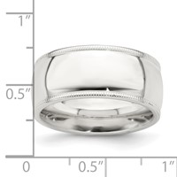 Sterling Silver 9mm Comfort Fit Half Round Milgrain Band view 3