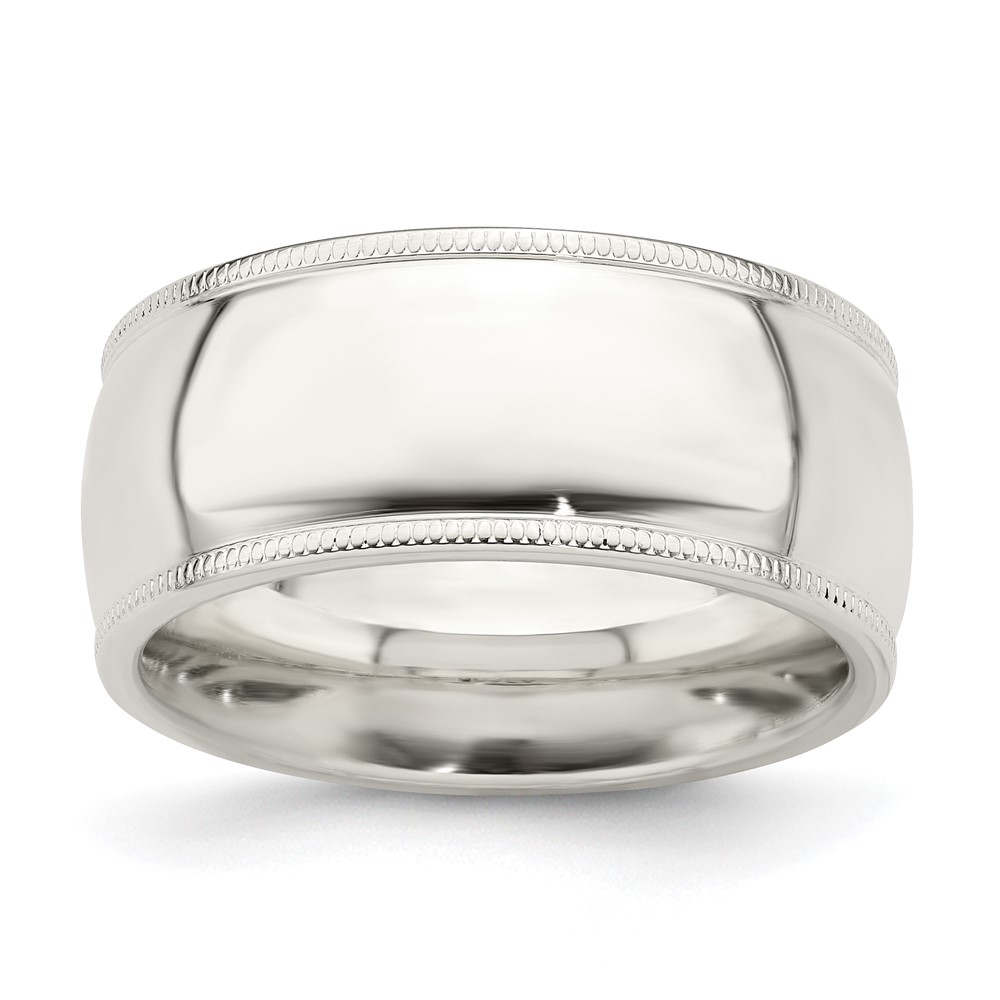 Sterling Silver 9mm Comfort Fit Half Round Milgrain Size 8 Band (QCFM090-8)