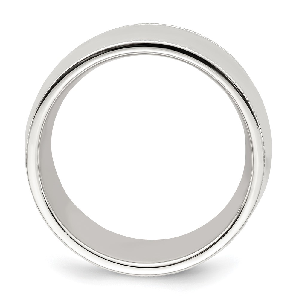 Sterling Silver 10mm Comfort Fit Half Round Milgrain Size 10.5 Band (QCFM100-10.5)