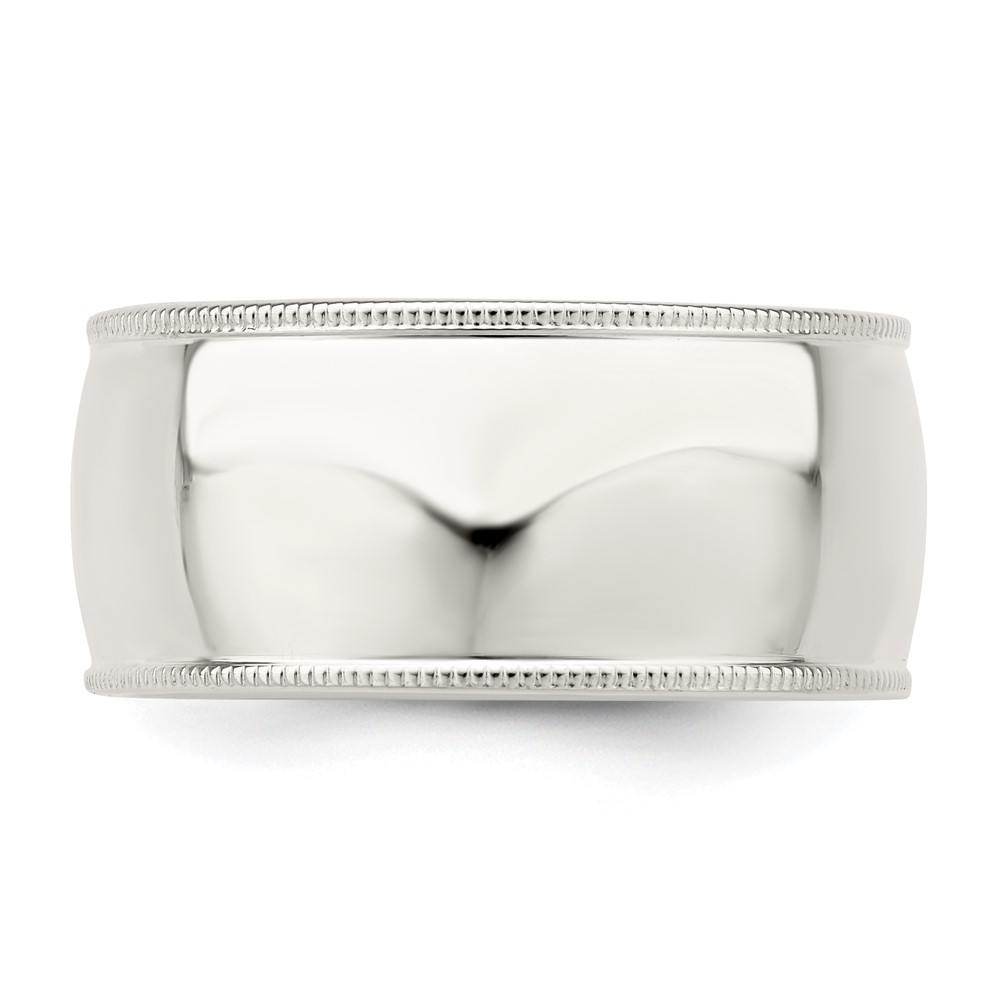 Sterling Silver 10mm Comfort Fit Half Round Milgrain Size 10.5 Band (QCFM100-10.5)