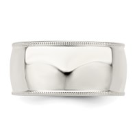 Sterling Silver 10mm Comfort Fit Half Round Milgrain Band view 4