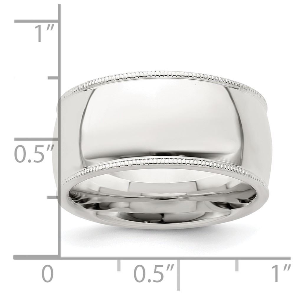 Sterling Silver 10mm Comfort Fit Half Round Milgrain Size 10.5 Band (QCFM100-10.5)