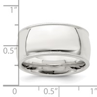 Sterling Silver 10mm Comfort Fit Half Round Milgrain Band view 3