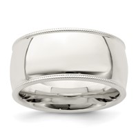 Sterling Silver 10mm Comfort Fit Half Round Milgrain Band view 1