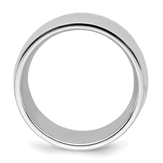Sterling Silver Rhodium-plated 10mm Comfort Fit Milgrain Size 4 Band