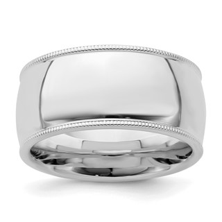 Sterling Silver Rhodium-plated 10mm Comfort Fit Milgrain Size 4 Band