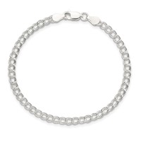 Sterling Silver 3.5mm Solid Double Link 6 Inch Charm Bracelet view 3