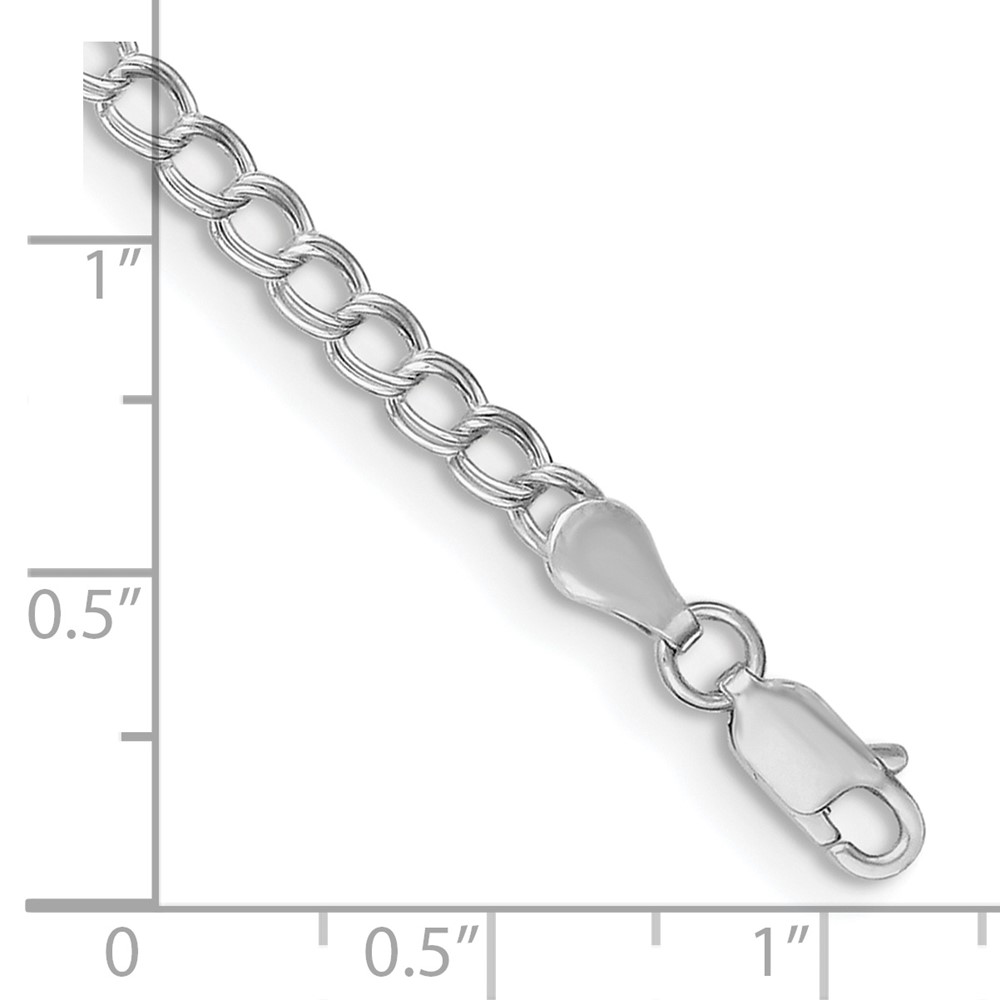 Sterling Silver 3.5mm Solid Double Link Charm Bracelet (QCH050-8)