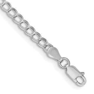 Sterling Silver RH-plated 3.5mm Solid Double Link Charm Bracelet