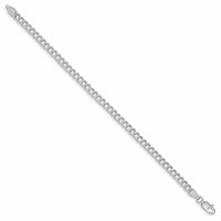Sterling Silver 4.25mm Solid Double Link Charm Bracelet - 6in view 2