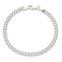 Sterling Silver 4.25mm Solid Double Link Charm Bracelet - 6in view 3