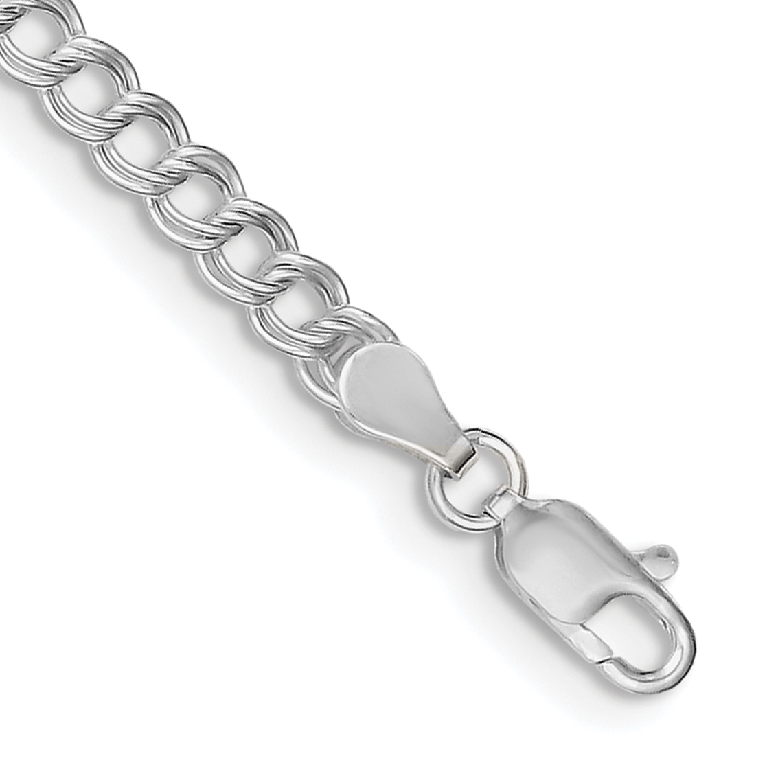 Sterling Silver 4.25mm Double Link Charm Bracelet (QCH060-5)