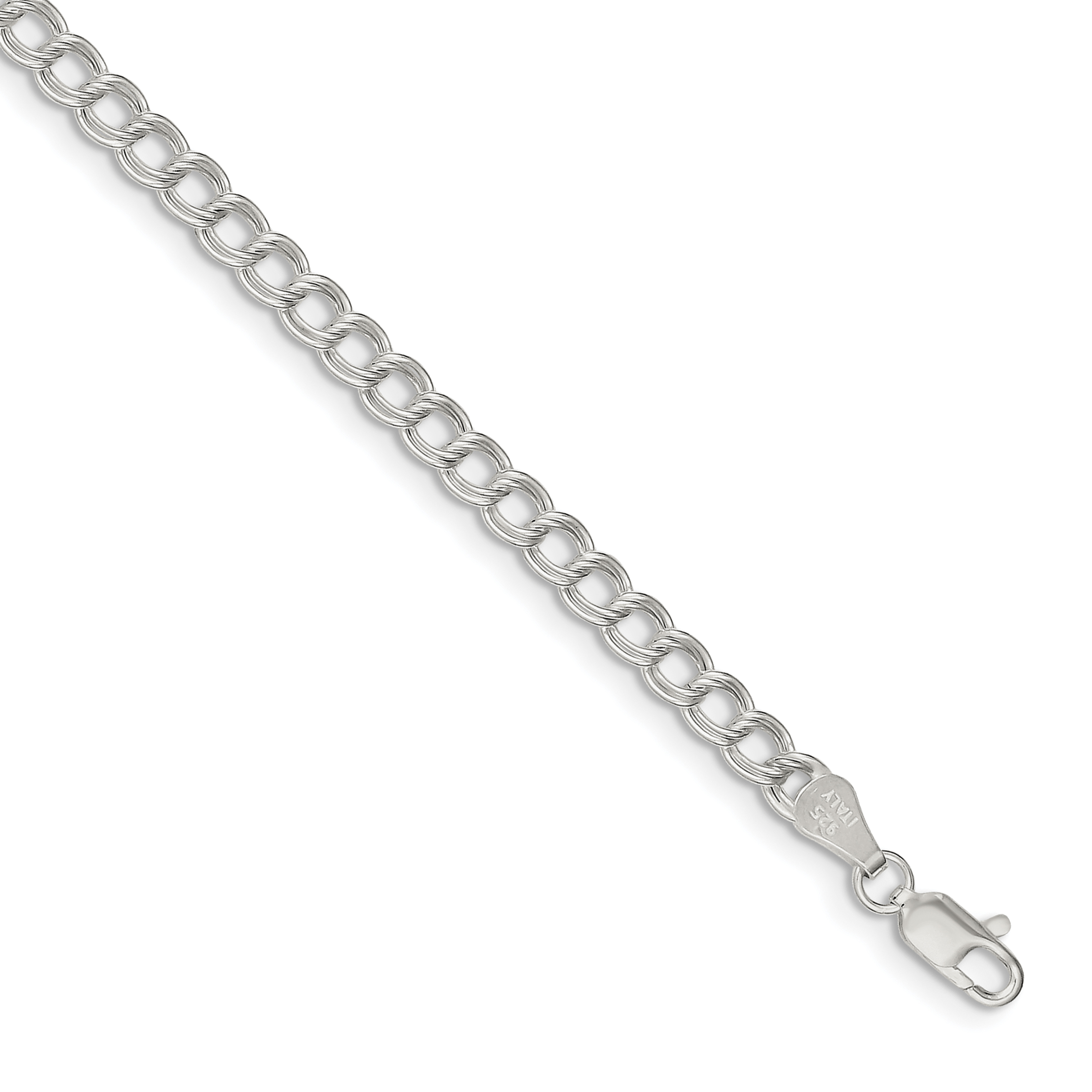 Sterling Silver Double Link Charm Bracelet Weight 5 58 Grams Sterling Silver Double Link Charm Bracelet Weight 5 58 Grams Length 8mm Width Mm