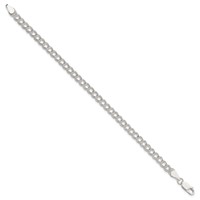 Sterling Silver 5mm Solid Double Link 6 Inch Charm Bracelet view 2