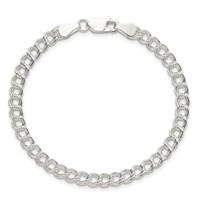 Sterling Silver 5mm Solid Double Link 6 Inch Charm Bracelet view 3