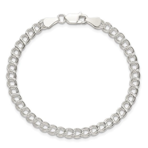 Sterling Silver 5mm Double Link Charm Bracelet