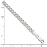 Sterling Silver 5mm Solid Double Link 6 Inch Charm Bracelet view 4