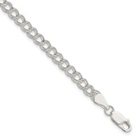 Sterling Silver 5mm Solid Double Link 6 Inch Charm Bracelet view 1