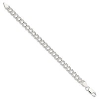 Sterling Silver 7mm Solid Double Link Charm Bracelet, 6" view 2