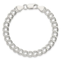 Sterling Silver 7mm Solid Double Link Charm Bracelet, 6" view 3