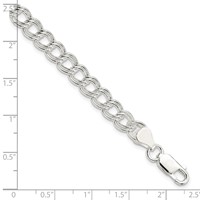Sterling Silver 7mm Solid Double Link Charm Bracelet, 6" view 4