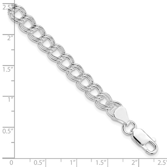 Sterling Silver Rhodium-plated 7mm Double Link Charm Bracelet